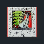 Badge Carré 5 Cm MAGIC OF THE SPRING bright red black white green<br><div class="desc">Elegant,  stylish and classy design. Digital graphic elaboration  by Bulgan Lumini (c)</div>