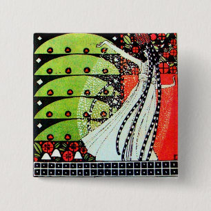 Badge Carré 5 Cm MAGIC OF THE SPRING bright red black white green