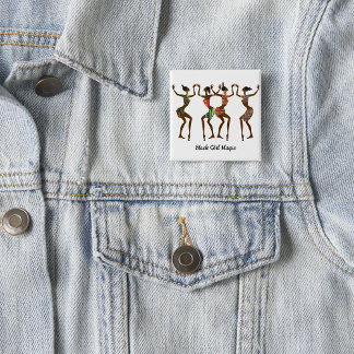 Badge Carré 5 Cm Magie des filles noires