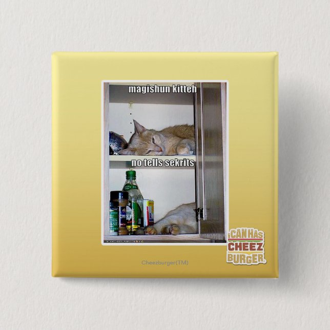 Badge Carré 5 Cm Magishun Kitteh (Devant)