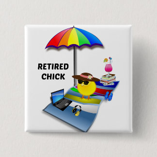 Badge Carré 5 Cm Magnat de poussins à la retraite