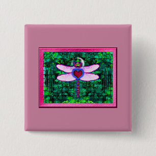 Badge Carré 5 Cm Magnifique cadre « Cadre Crackel Dragonfly » Artwo