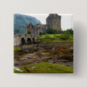 Badge Carré 5 Cm Magnifique château d'Eileen Donan à Dornie occiden