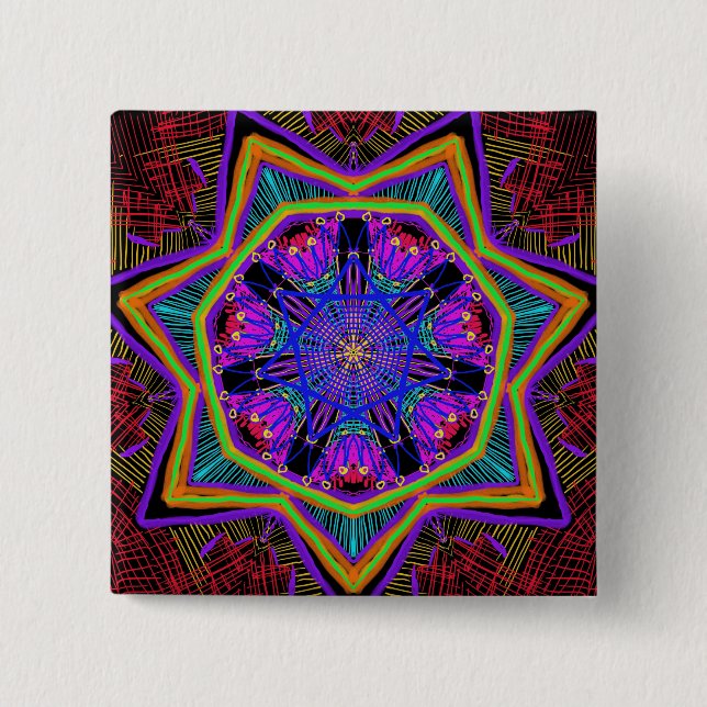 Badge Carré 5 Cm Magnifique mandala (Devant)