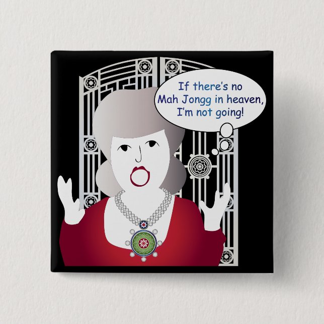 Badge Carré 5 Cm Mah Jongg Dit Ciel (Devant)