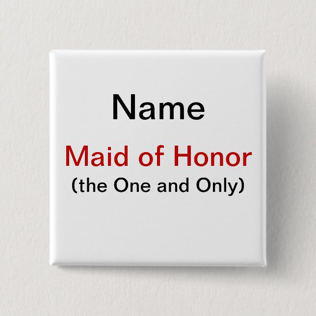 Badge Carré 5 Cm Maid Of Honor (Devant)