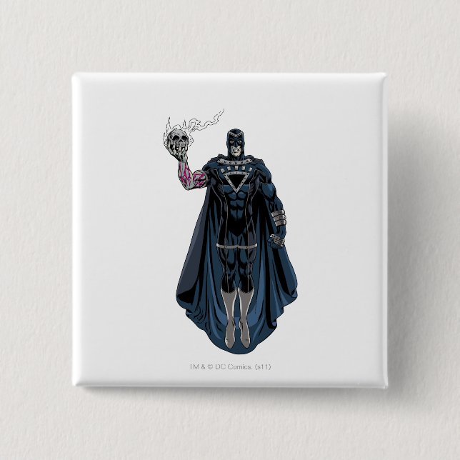 Badge Carré 5 Cm Main noire avec le crâne 1 (Devant)