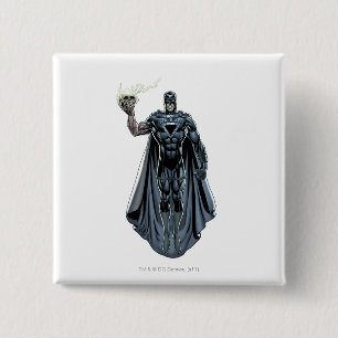 Badge Carré 5 Cm Main noire avec le crâne 2