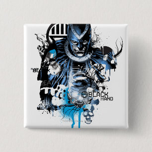 Badge Carré 5 Cm Main noire - collage bleu