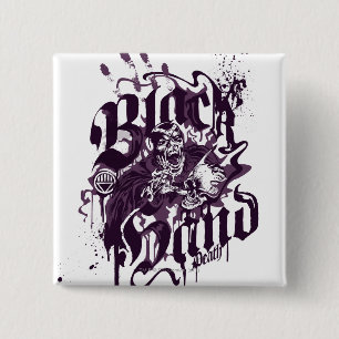 Badge Carré 5 Cm Main noire - collage pourpre