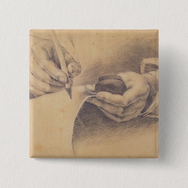 Badge Carré 5 Cm Mains de dessin, 1798 (Devant)
