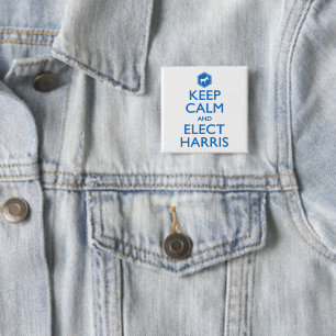Badge Carré 5 Cm Maintenez le calme et choisissez Harris Vote pour