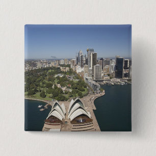Badge Carré 5 Cm Maison de l'Opéra de Sydney, Jardins botaniques ro