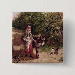 Badge Carré 5 Cm Maison du marché (huile sur la toile)