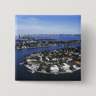 Badge Carré 5 Cm Maisons d'île privée de Biscayne Bay, Star