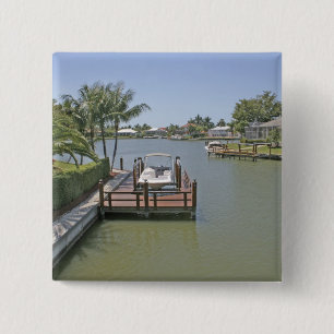 Badge Carré 5 Cm Maisons et quais sur le canal Marco Island Floride