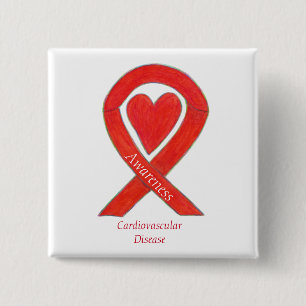 Badge Carré 5 Cm Maladie cardio-vasculaire Sensibilisation au coeur