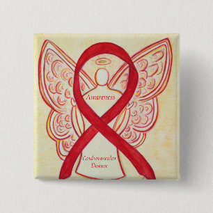 Badge Carré 5 Cm Maladie cardiovasculaire Ange de sensibilisation R