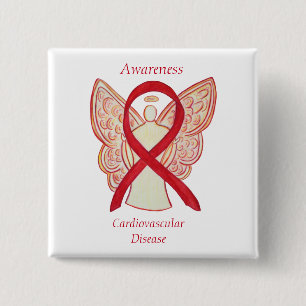 Badge Carré 5 Cm Maladie cardiovasculaire Ange de sensibilisation R