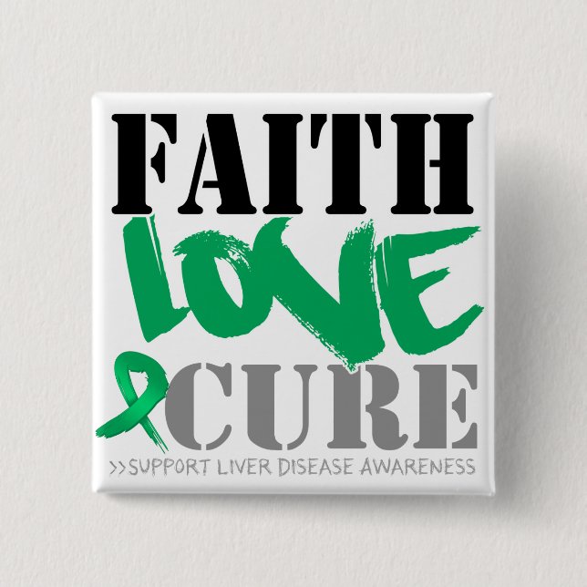 Badge Carré 5 Cm Maladie du foie Foi Amour Cure (Devant)