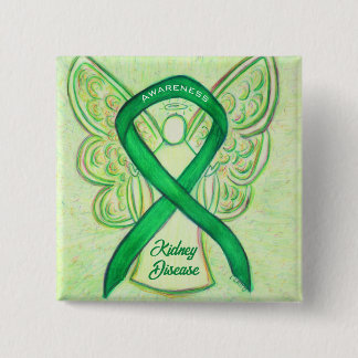 Badge Carré 5 Cm Maladie du rein Sensibilisation Ruban Ange Épingle