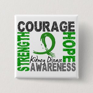 Badge Carré 5 Cm Maladie rénale d'espoir de courage de force
