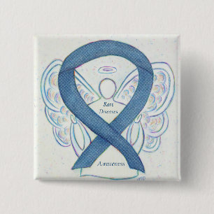 Badge Carré 5 Cm Maladies rares Denim Sensibilisation Angel Ruban É