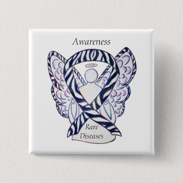 Badge Carré 5 Cm Maladies rares Sensibilisation Angle Ruban Épingle (Devant)
