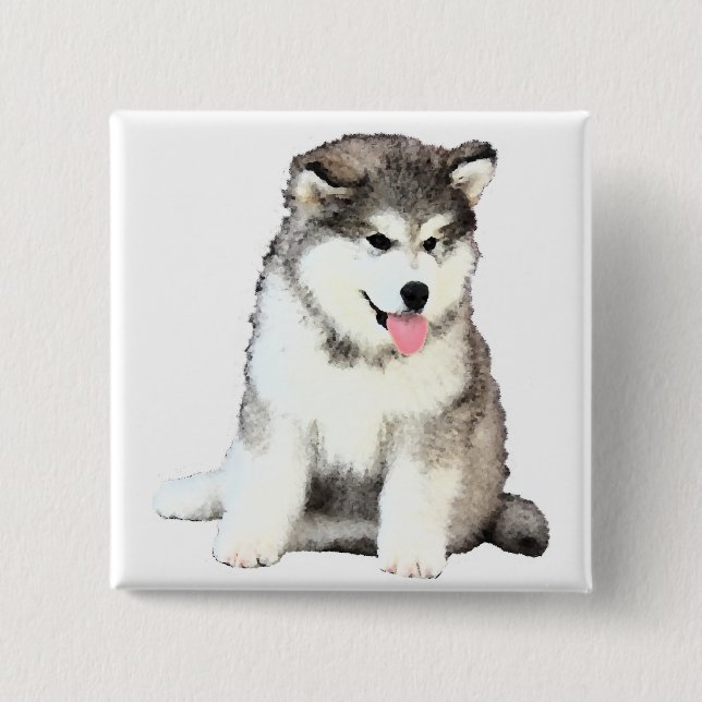 Badge Carré 5 Cm Malamute d'Alaska (Devant)
