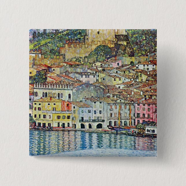 Badge Carré 5 Cm Malcena chez le Gardasee par Gustav Klimt (Devant)