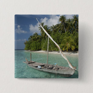 Badge Carré 5 Cm Maldives, Atoll de Malé Nord, île de Kuda