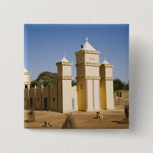 Badge Carré 5 Cm Mali, Bamako. Mosquée, route Bamako-Djenne