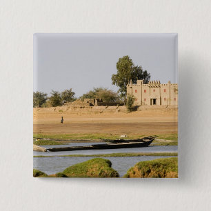 Badge Carré 5 Cm Mali, Djenne. Bani River près de Djenne