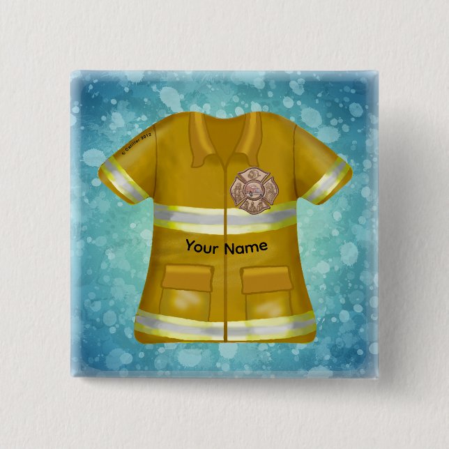 Badge Carré 5 Cm Maltese Cross  Firefighter  (Devant)