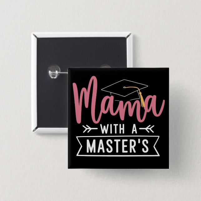 Badge Carré 5 Cm Mama diplômée d'un master MBA Diplômation master (Devant & derrière)