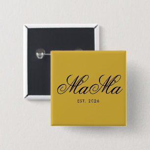 Badge Carré 5 Cm Mama Est Élégant Métallisé Or Personnalisé