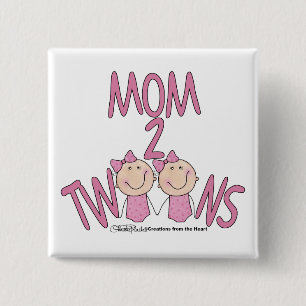 Badge Carré 5 Cm Maman 2 Twins Girls