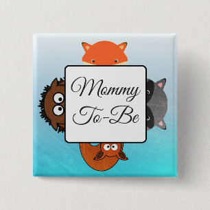 Badge Carré 5 Cm Maman À Être Bouton Fox Woodlands Thème