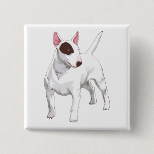 Badge Carré 5 Cm Maman à fourrure amoureuse du chiot Bull Terrier m