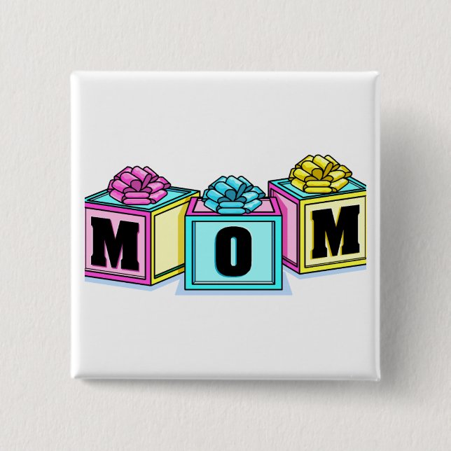 Badge Carré 5 Cm Maman (blocs) (Devant)