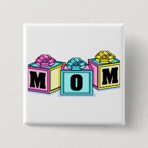 Badge Carré 5 Cm Maman (blocs)