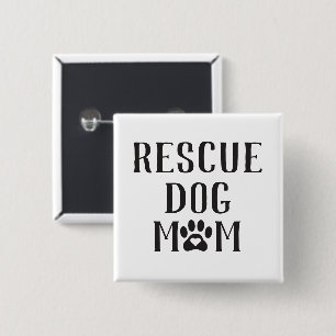 Badge Carré 5 Cm Maman Chien de Secours Cœur Empreinte de Patte