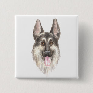 Badge Carré 5 Cm Maman chiot berger allemand amoureuse de chien Fur