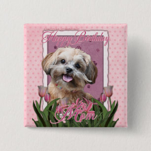 Badge Carré 5 Cm Maman de joyeux anniversaire - ShihPoo - Maggie