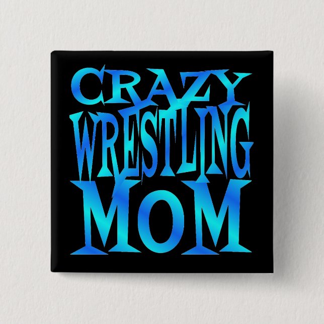 Badge Carré 5 Cm Maman de lutte folle (Devant)