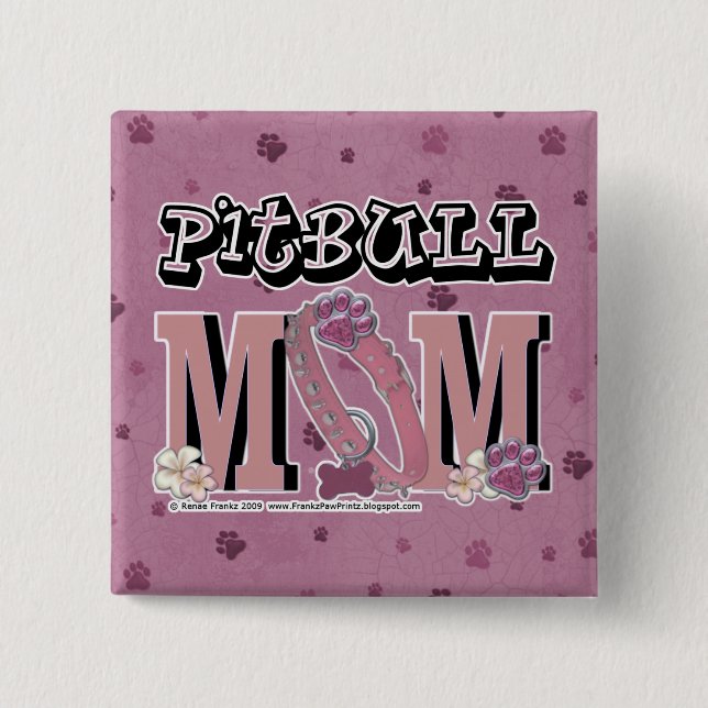 Badge Carré 5 Cm MAMAN de Pitbull (Devant)