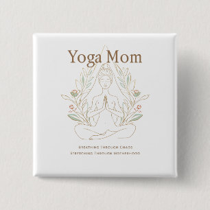 Badge Carré 5 Cm Maman de yoga qui respire à travers la maternité
