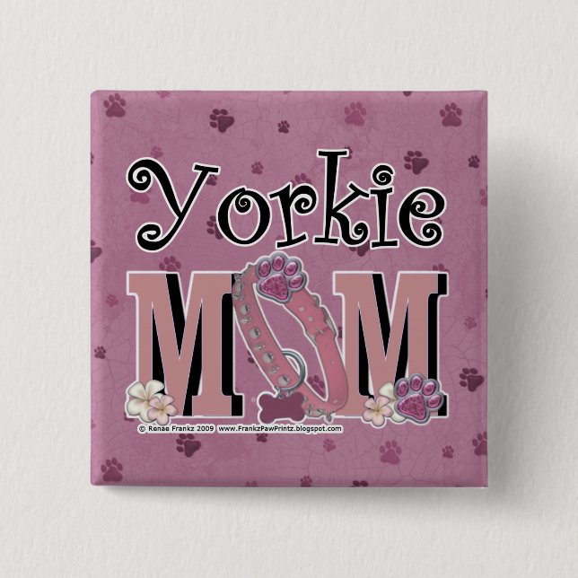 Badge Carré 5 Cm MAMAN de Yorkie (Devant)