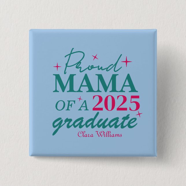 Badge Carré 5 Cm Maman fière d'un diplômé (Devant)