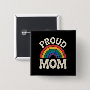 Badge Carré 5 Cm Maman fière LGBTQ Fierté gay Arc-en-ciel Fête des
